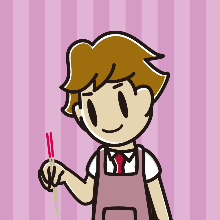 菜箸を使う男子高校生のイラスト【色、背景あり】PNG