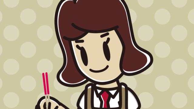 菜箸を使う女子高校生のイラスト【色、背景あり】PNG