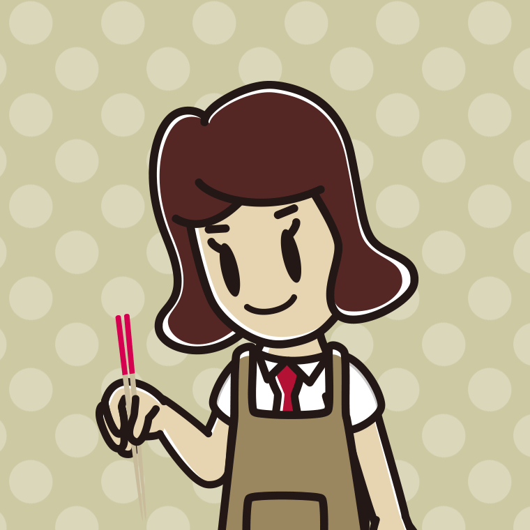 菜箸を使う女子高校生のイラスト【色、背景あり】PNG