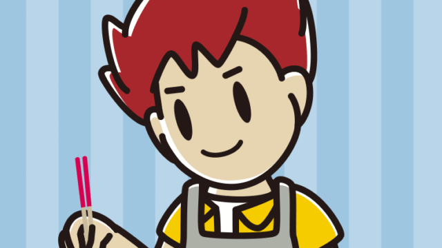 菜箸を使う男子大学生のイラスト【色、背景あり】PNG