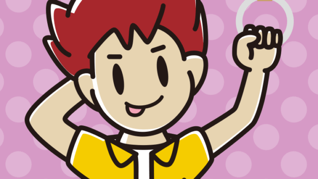 つり革につかまりテヘヘな男子大学生のイラスト【色、背景あり】PNG