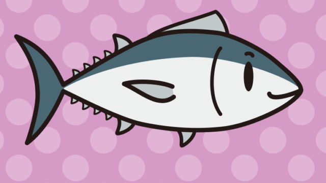 かわいいマグロちゃんのイラスト【色、背景あり】PNG