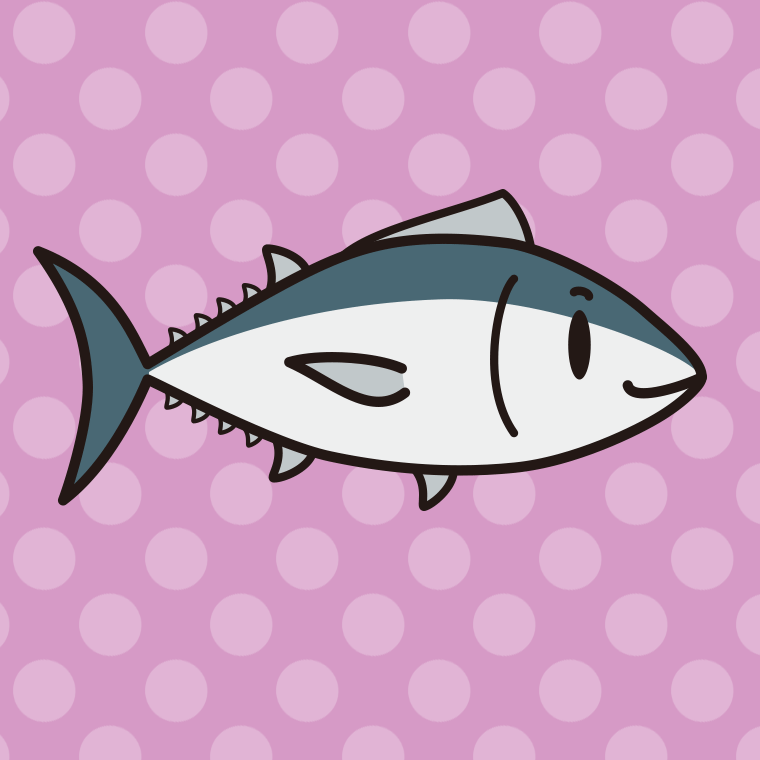 かわいいマグロちゃんのイラスト【色、背景あり】PNG