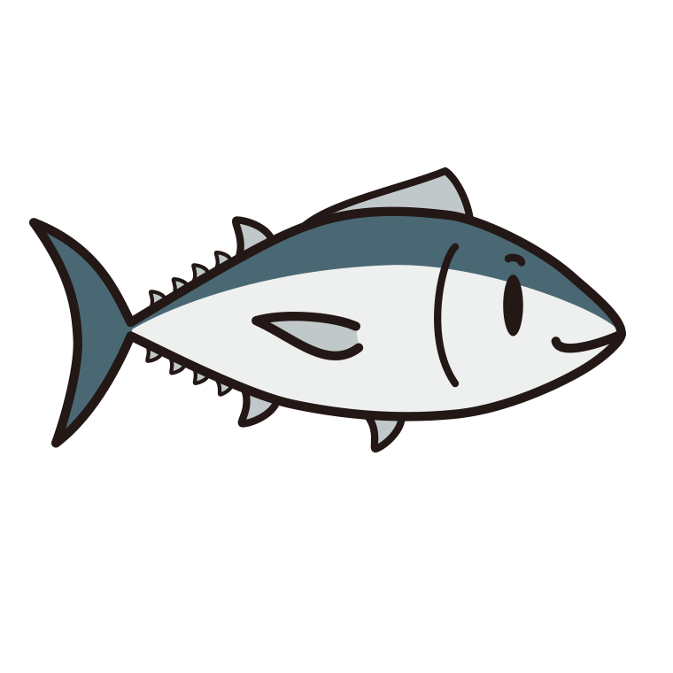 かわいいマグロちゃんのイラスト【色あり、背景なし】透過PNG