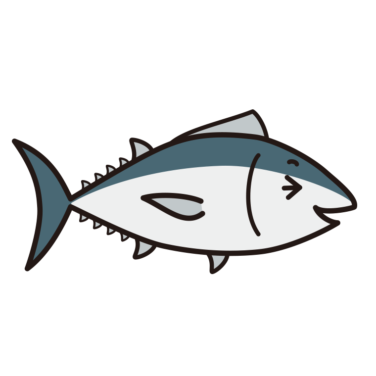 笑うマグロちゃんのイラスト【色あり、背景なし】透過PNG