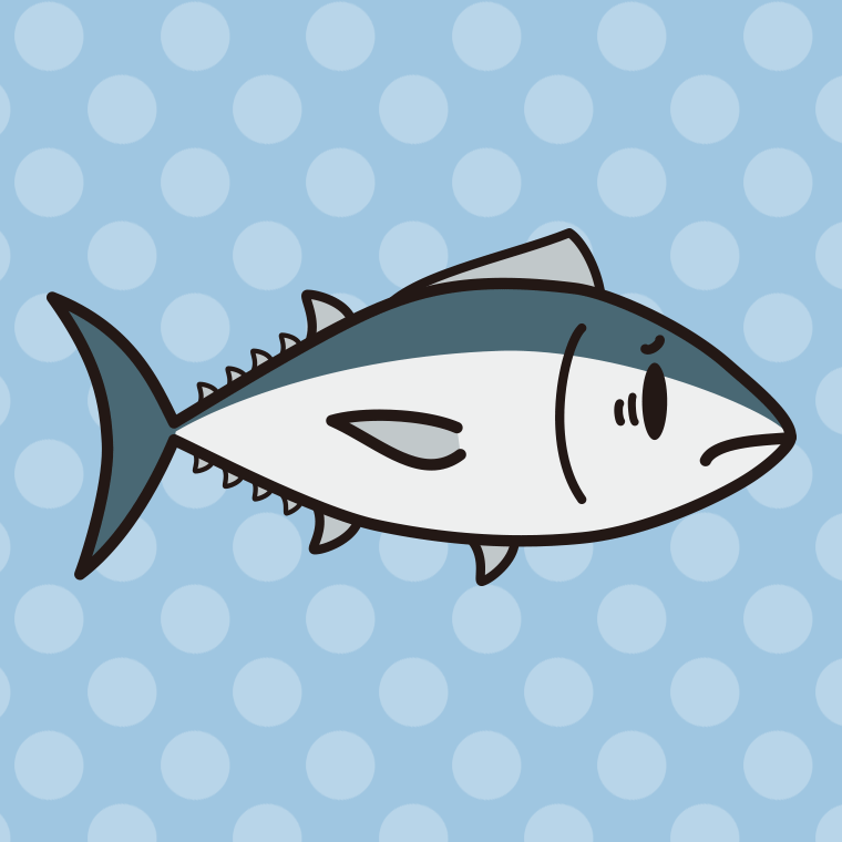 困るマグロちゃんのイラスト【色、背景あり】PNG