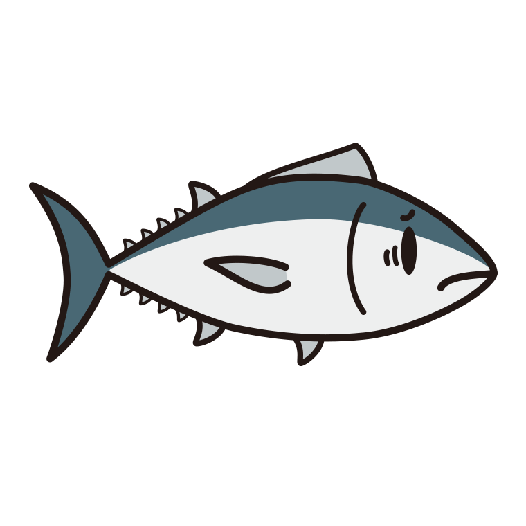 困るマグロちゃんのイラスト【色あり、背景なし】透過PNG