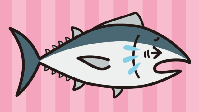 泣くマグロちゃんのイラスト【色、背景あり】PNG