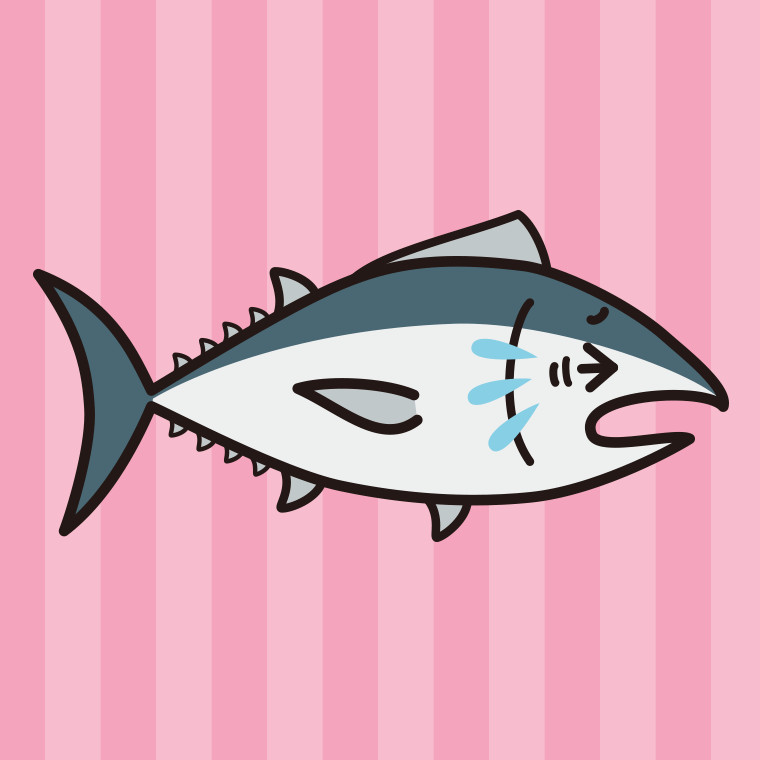 泣くマグロちゃんのイラスト【色、背景あり】PNG