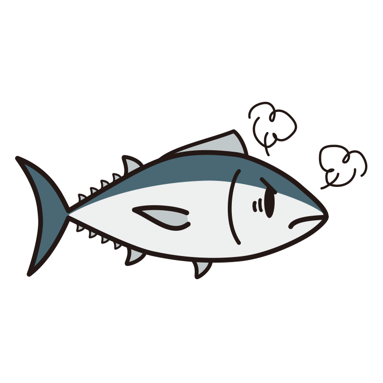 怒るマグロちゃんのイラスト【色あり、背景なし】透過PNG