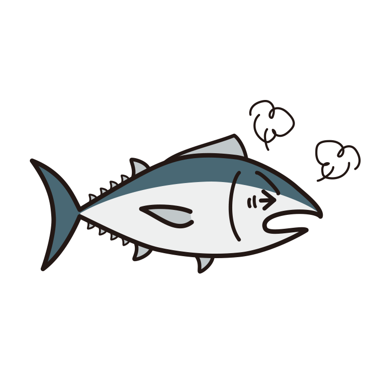 カンカンに怒るマグロちゃんのイラスト【色あり、背景なし】透過PNG