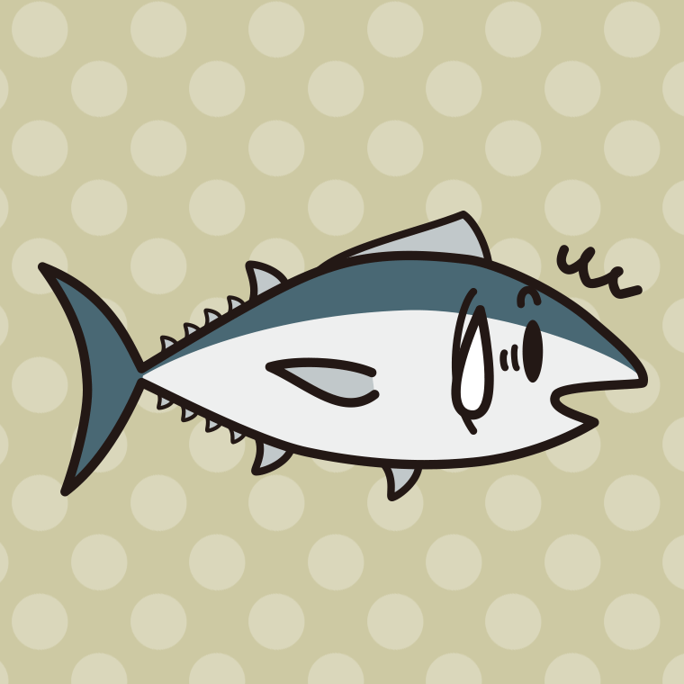 驚くマグロちゃんのイラスト【色、背景あり】PNG