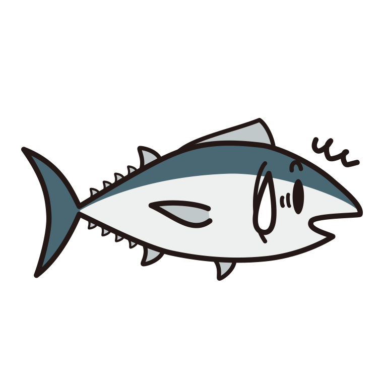 驚くマグロちゃんのイラスト【色あり、背景なし】透過PNG