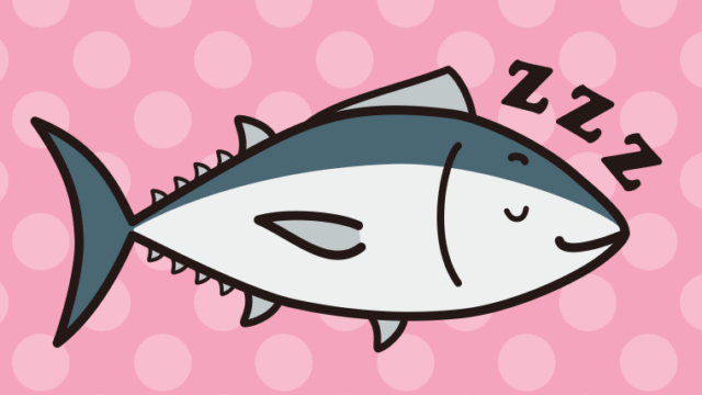 眠るマグロちゃんのイラスト【色、背景あり】PNG