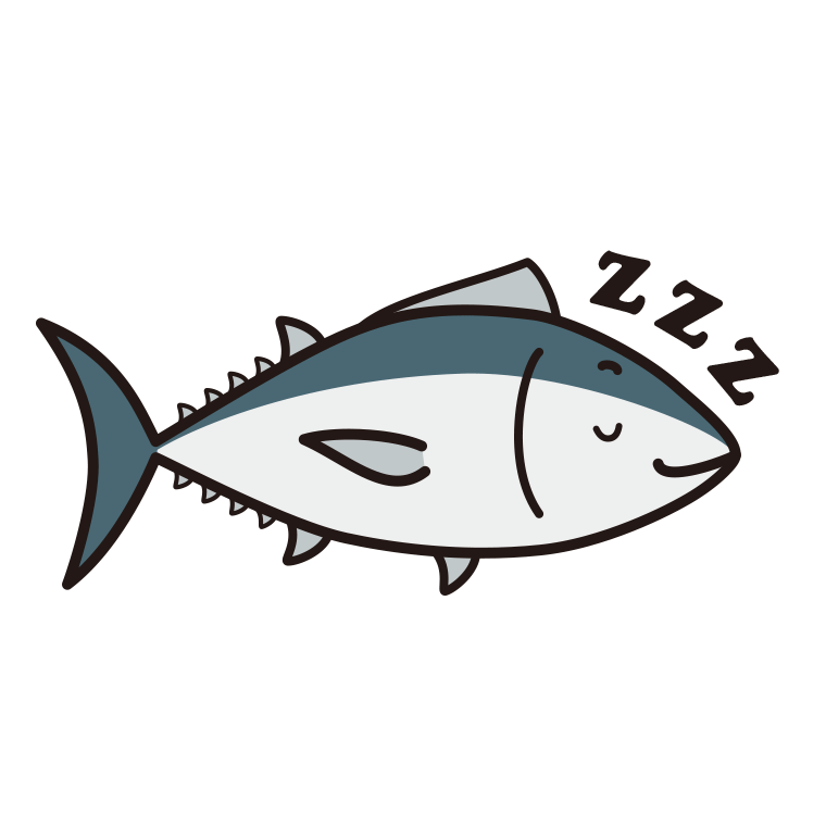 眠るマグロちゃんのイラスト【色あり、背景なし】透過PNG