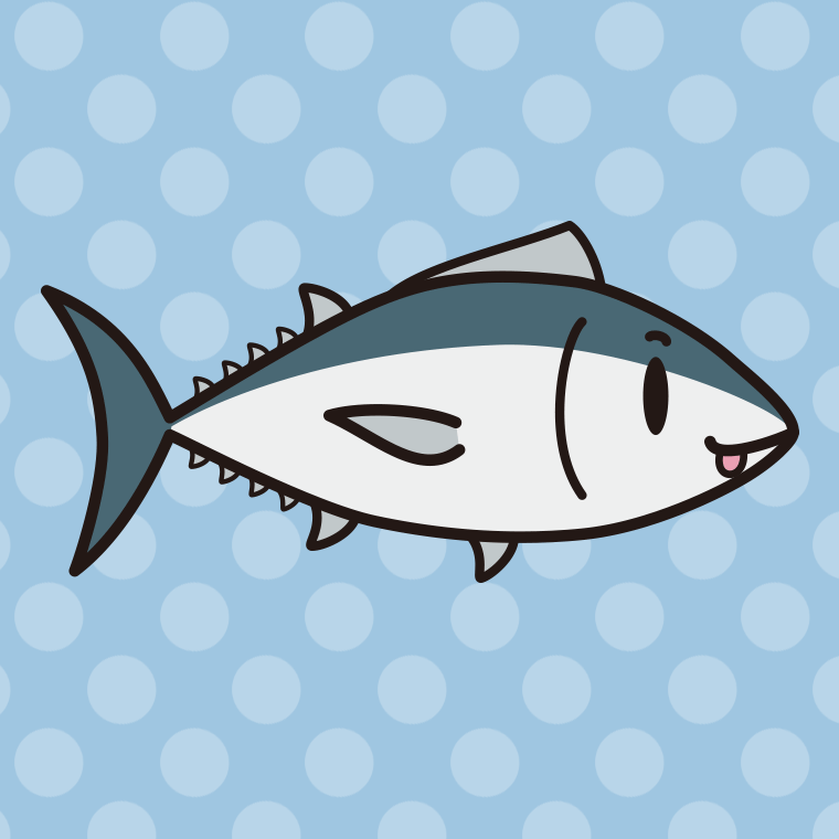 テヘペロなマグロちゃんのイラスト【色、背景あり】PNG