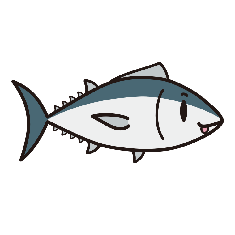 テヘペロなマグロちゃんのイラスト【色あり、背景なし】透過PNG