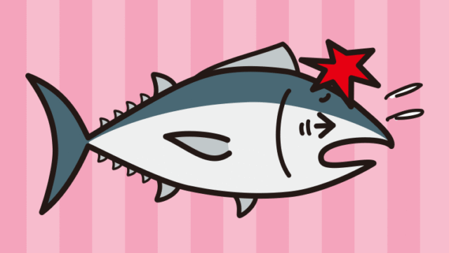 ぶつかるマグロちゃんのイラスト【色、背景あり】PNG