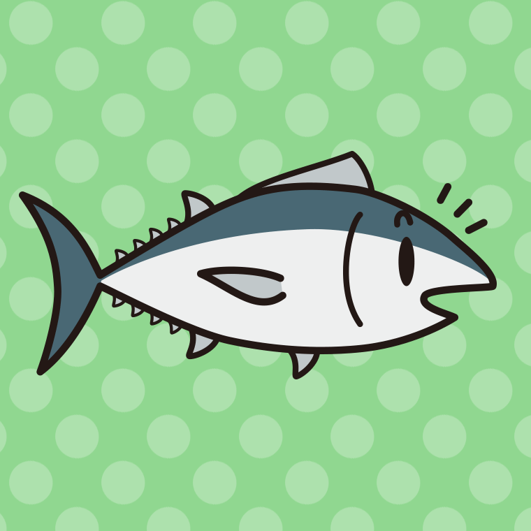 何かに気付くマグロちゃんのイラスト【色、背景あり】PNG