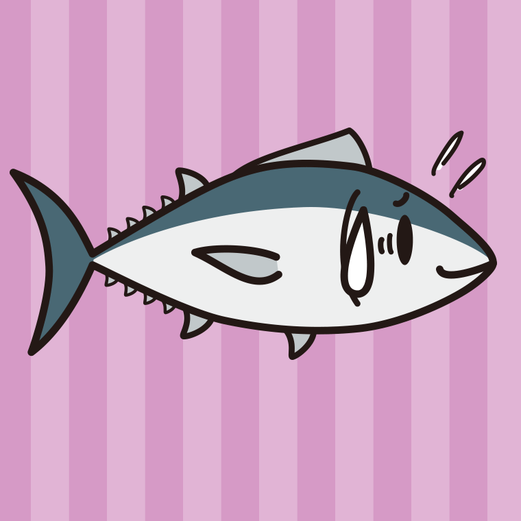 苦笑いするマグロちゃんのイラスト【色、背景あり】PNG