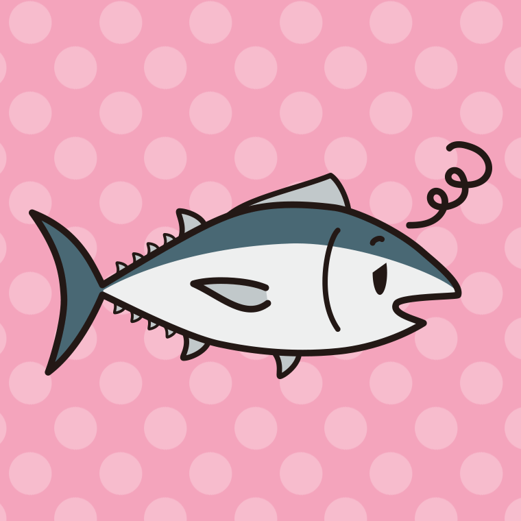ぼーっとするマグロちゃんのイラスト【色、背景あり】PNG