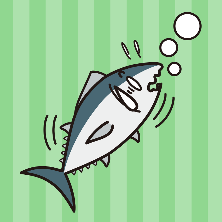 溺れるマグロちゃんのイラスト【色、背景あり】PNG