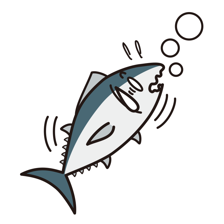 溺れるマグロちゃんのイラスト【色あり、背景なし】透過PNG