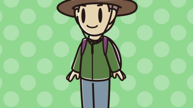 アウトドア姿の男子中学生のイラスト【色、背景あり】PNG