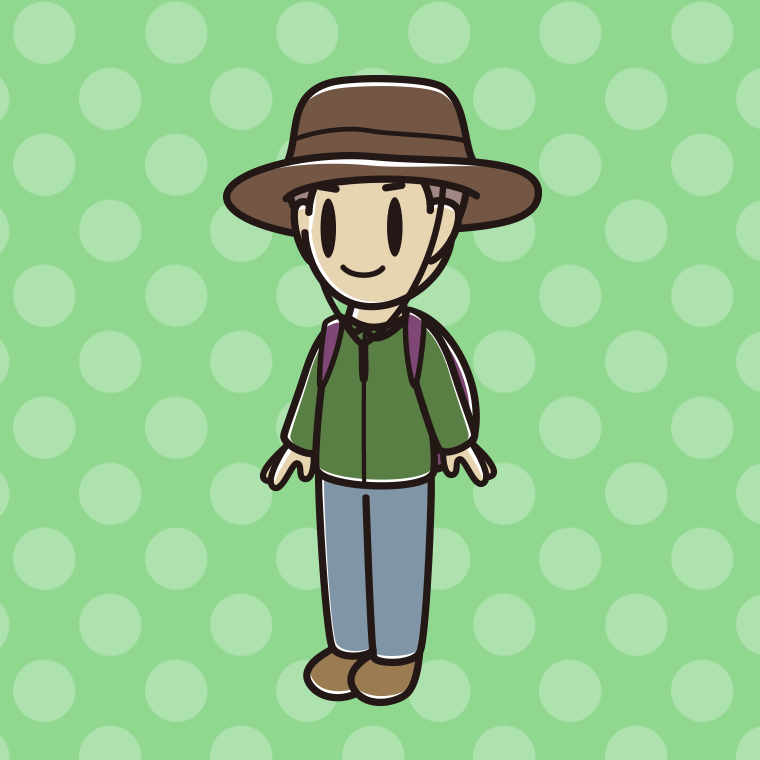 アウトドア姿の男子中学生のイラスト【色、背景あり】PNG