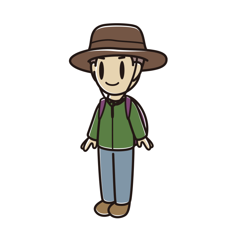 アウトドア姿の男子中学生のイラスト【色あり、背景なし】透過PNG