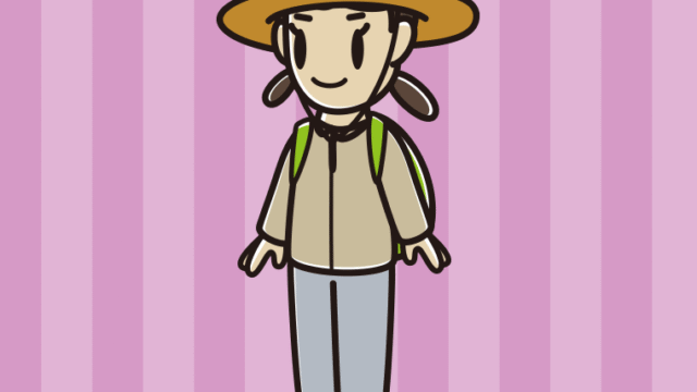 アウトドア姿の女子中学生のイラスト【色、背景あり】PNG