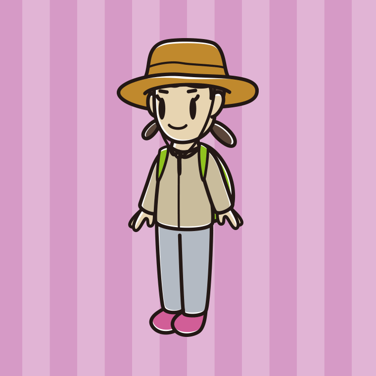 アウトドア姿の女子中学生のイラスト【色、背景あり】PNG