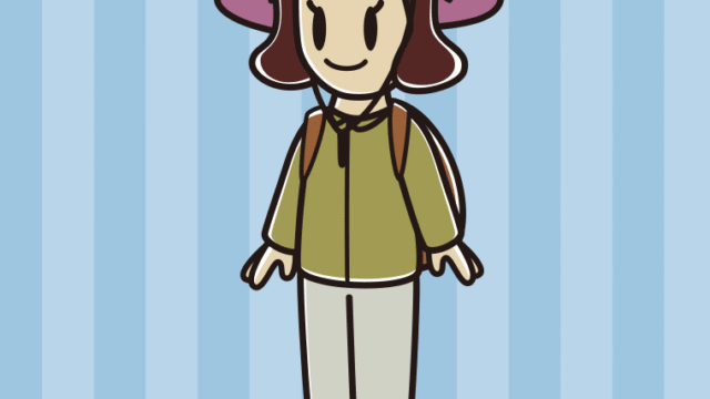 アウトドア姿の女子高校生のイラスト【色、背景あり】PNG