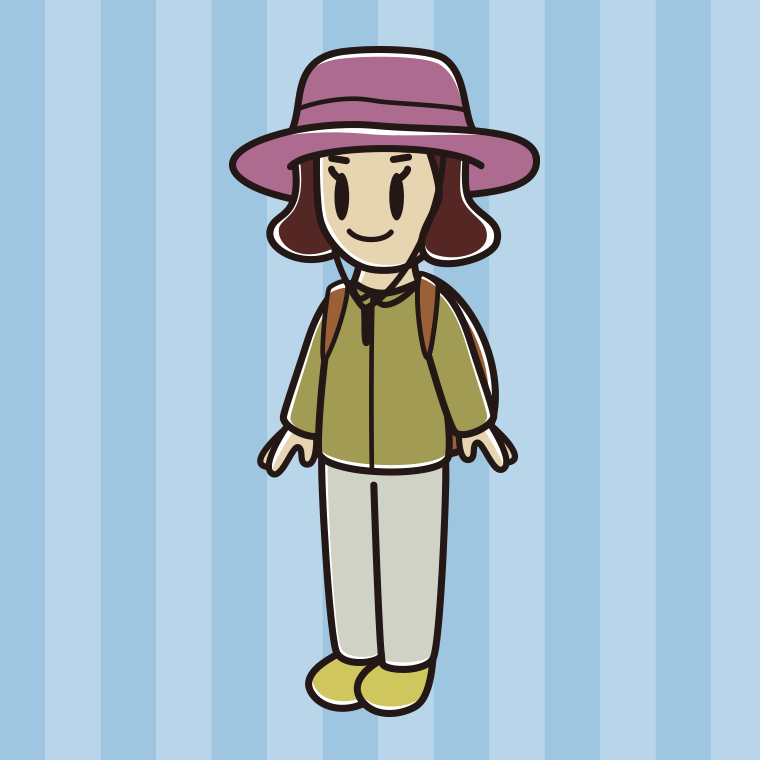 アウトドア姿の女子高校生のイラスト【色、背景あり】PNG