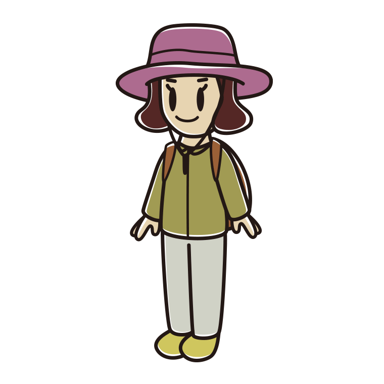 アウトドア姿の女子高校生のイラスト【色あり、背景なし】透過PNG