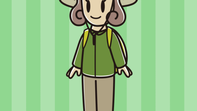 アウトドア姿の女子大学生のイラスト【色、背景あり】PNG