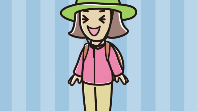 笑うアウトドア姿の小学生女子のイラスト【色、背景あり】PNG