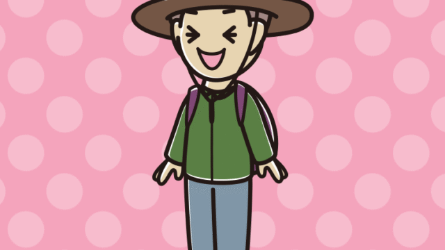 笑うアウトドア姿の男子中学生のイラスト【色、背景あり】PNG