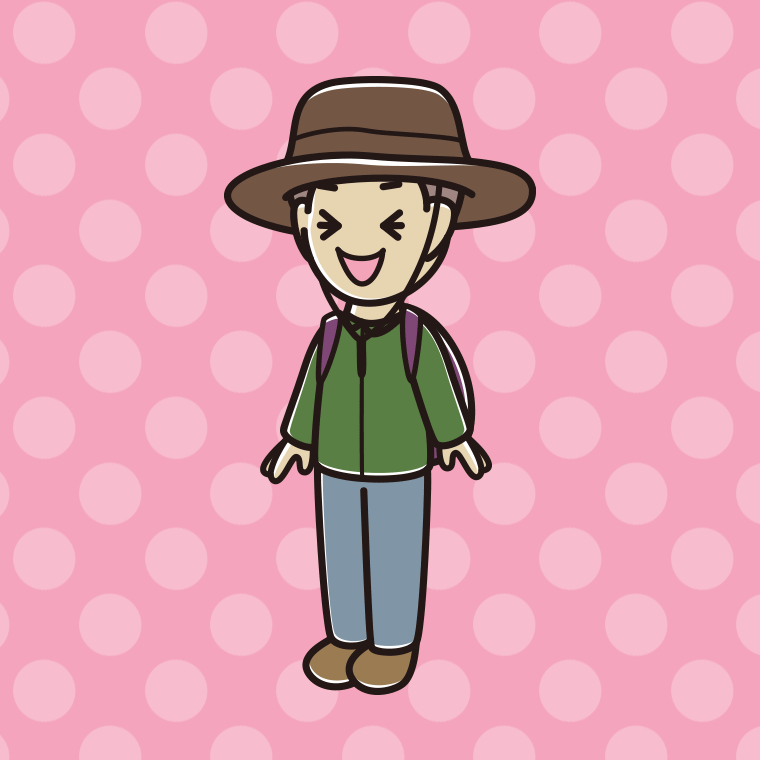 笑うアウトドア姿の男子中学生のイラスト【色、背景あり】PNG