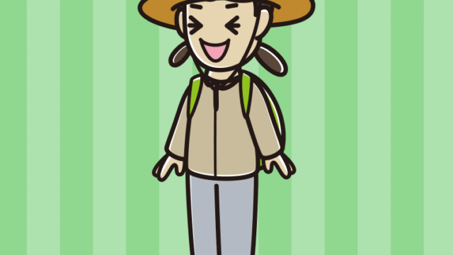 笑うアウトドア姿の女子中学生のイラスト【色、背景あり】PNG