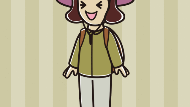 笑うアウトドア姿の女子高校生のイラスト【色、背景あり】PNG