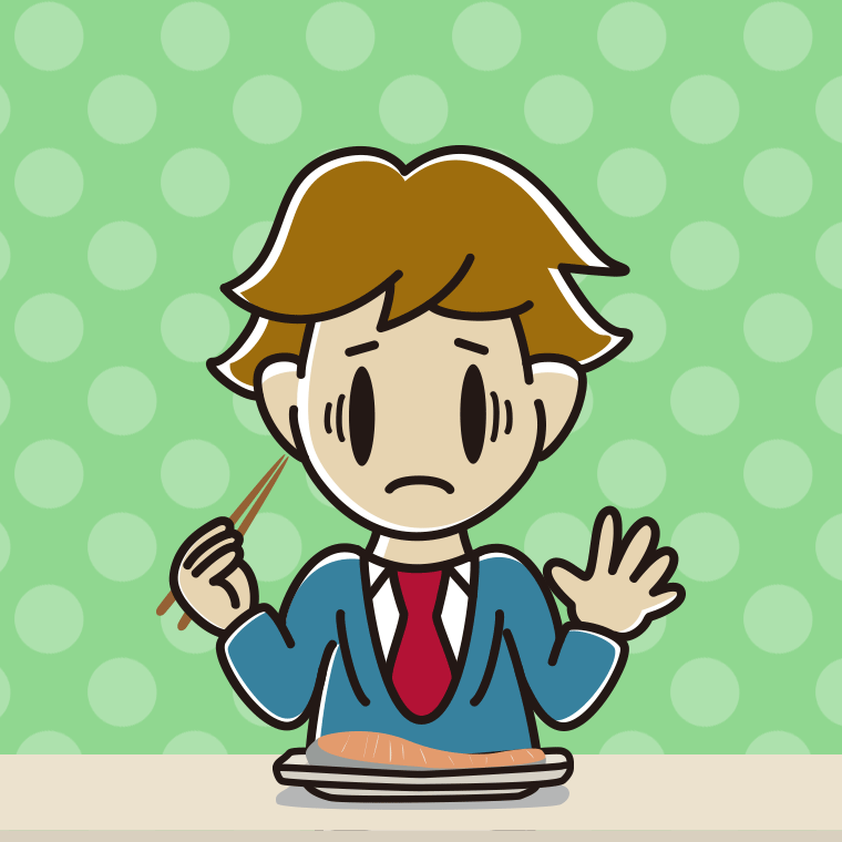 焼き鮭で困る男子高校生のイラスト【色、背景あり】PNG