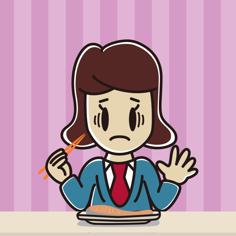 焼き鮭で困る女子高校生のイラスト【色、背景あり】PNG