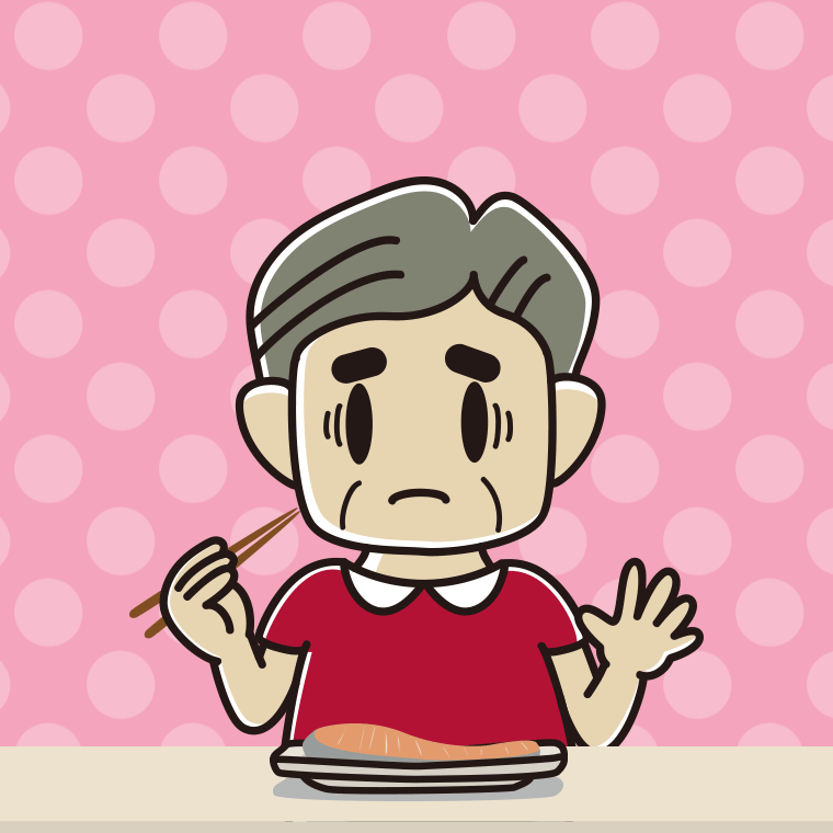 焼き鮭で困るおじさんのイラスト【色、背景あり】PNG