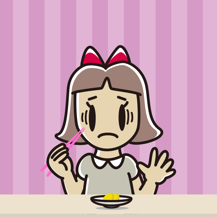 たくあんで困る小学生女子のイラスト【色、背景あり】PNG