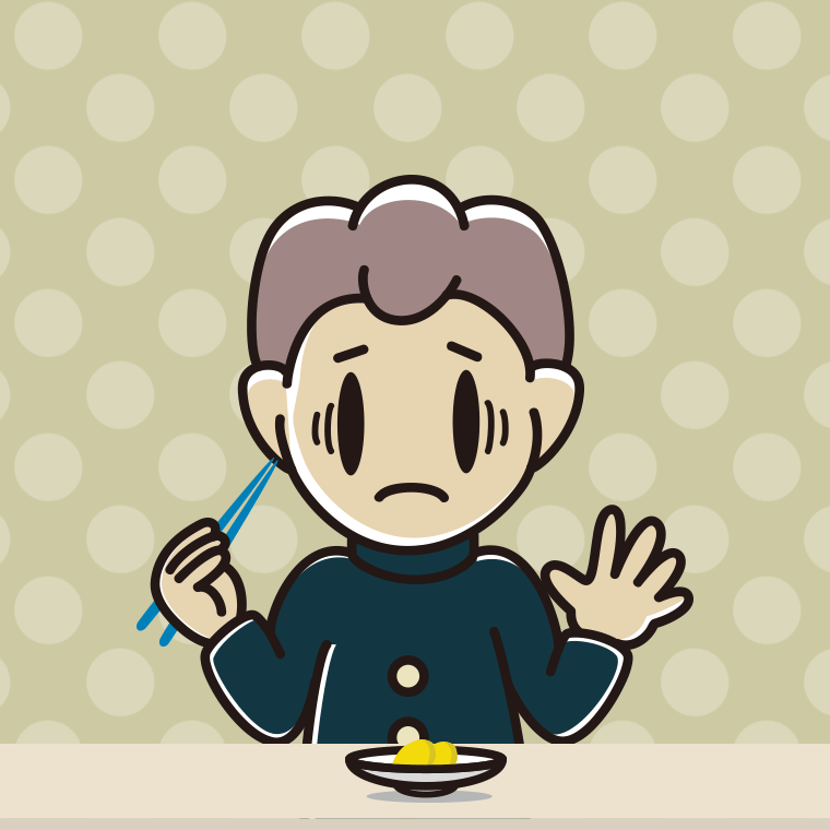 たくあんで困る男子中学生のイラスト【色、背景あり】PNG