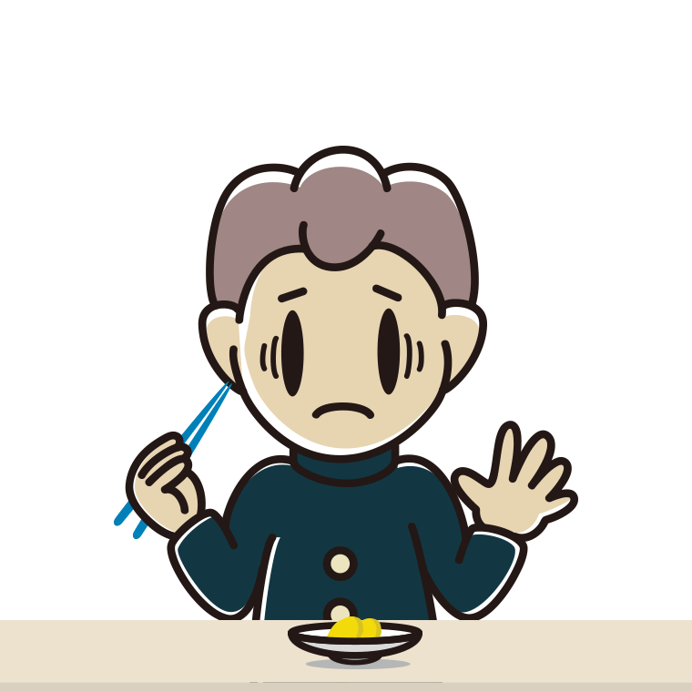 たくあんで困る男子中学生のイラスト【色あり、背景なし】透過PNG