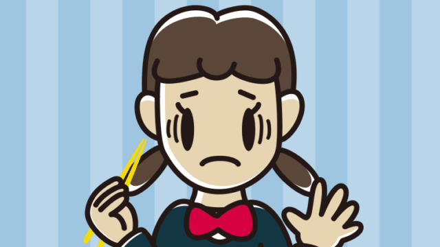 たくあんで困る女子中学生のイラスト【色、背景あり】PNG