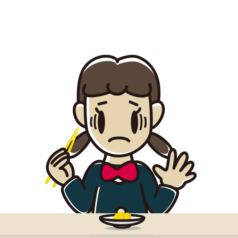 たくあんで困る女子中学生のイラスト【色あり、背景なし】透過PNG