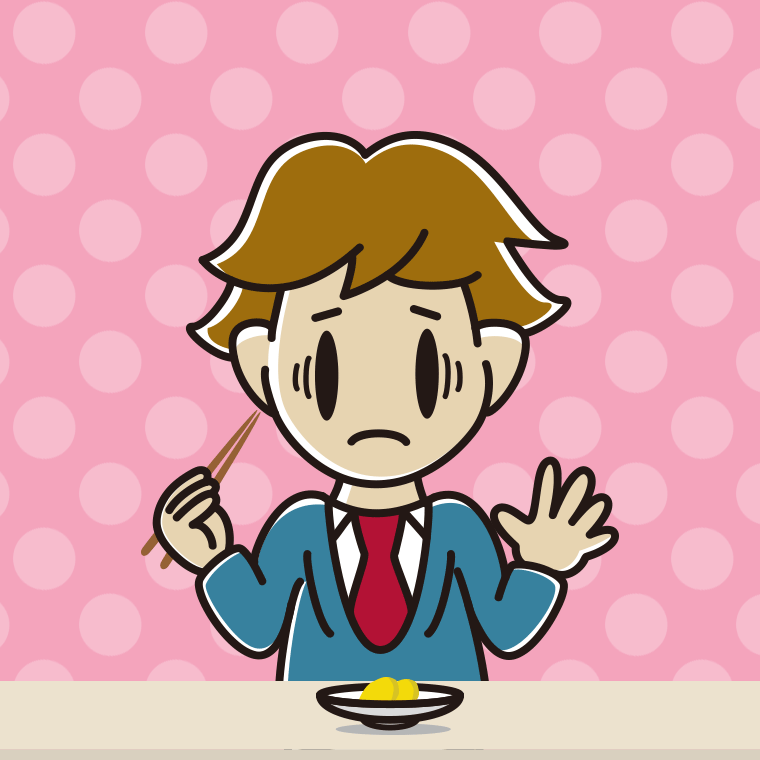 たくあんで困る男子高校生のイラスト【色、背景あり】PNG